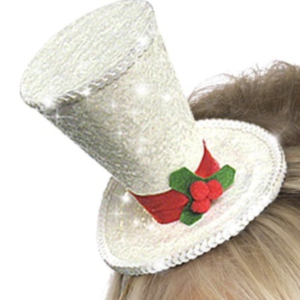 Sequin Mini Holly Top Hat Headband